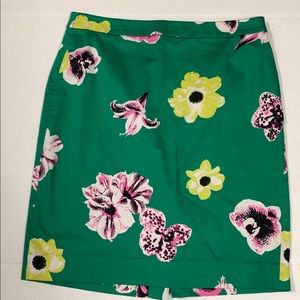 J. Crew Pencil Skirt Green Floral